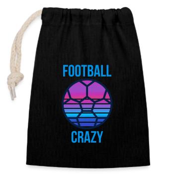 FOOTBALL PRESONALISE GIFT, FOOTBALL CRAZY - Closable cotton gift bag (14x20cm) - black - Front