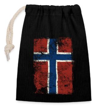Norvège Flag Pride Patrie Patrie Cadeau - Sac cadeau en coton avec cordon (14 x 20 cm) - noir - Devant