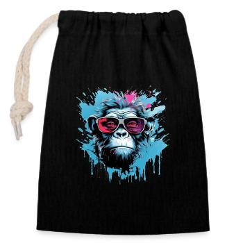 Party Gorilla mit Sonnenbrille - Verschließbarer Geschenkbeutel aus Baumwolle (14x20cm) - Schwarz - Vorne