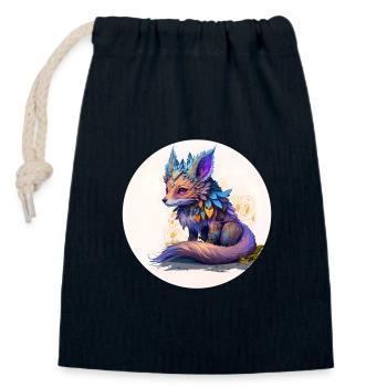 Animal fox fantasy and cute - Closable cotton gift bag (14x20cm) - navy - Front