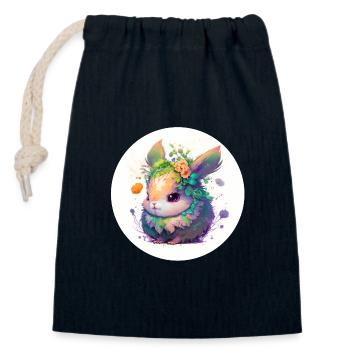 Animal rabbit fantasy and cute - Closable cotton gift bag (14x20cm) - navy - Front