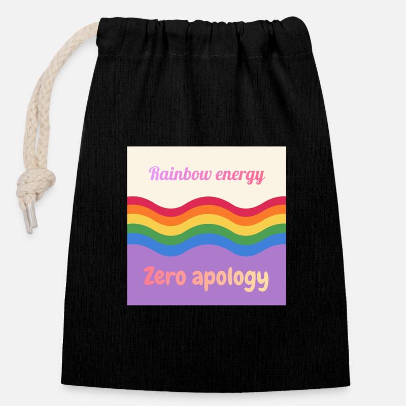 Rainbow Energy - Closable cotton gift bag (14x20cm) - black