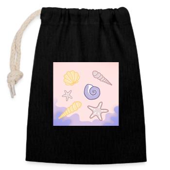 Coquillages pastel étoile de mer - Sac cadeau en coton avec cordon (14 x 20 cm) - noir - Devant