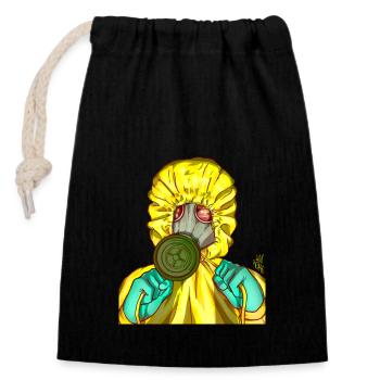 Gas mask - Closable cotton gift bag (14x20cm) - black - Front