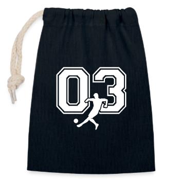 Fußball Nummer 03 Fußballspieler - Verschließbarer Geschenkbeutel aus Baumwolle (14x20cm) - Navy - Vorne