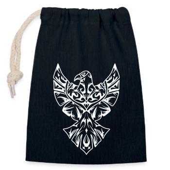 Tatouage Tribal Aigle Tatouage Aztèque - Sac cadeau en coton avec cordon (14 x 20 cm) - bleu marine - Devant