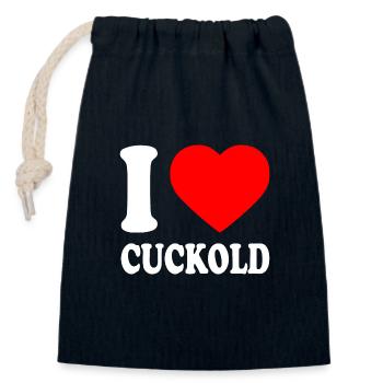 I love cuckold - Closable cotton gift bag (14x20cm) - navy - Front