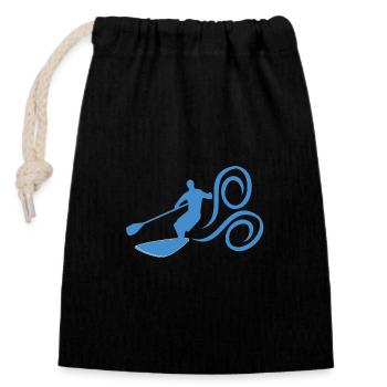 Paddle Surf - Sac cadeau en coton avec cordon (14 x 20 cm) - noir - Devant
