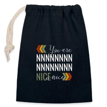 Tu es gentil - Sac cadeau en coton avec cordon (14 x 20 cm) - bleu marine - Devant