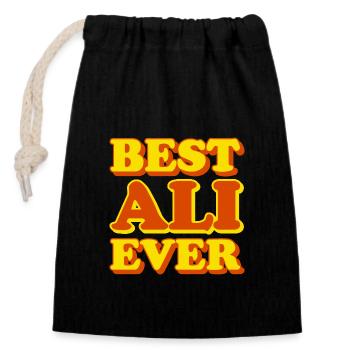 Ali First Name Funny Gift - Closable cotton gift bag (14x20cm) - black - Front