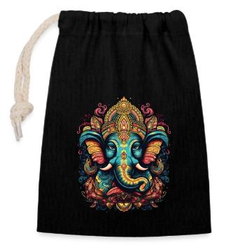 Elephant God Ganesh Ganesha Buddhism Hinduism - Closable cotton gift bag (14x20cm) - black - Front