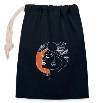 Drawing Line Woman Face - Closable cotton gift bag (14x20cm) - navy - Front