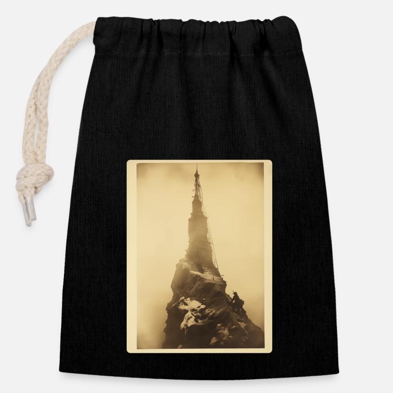 La Flèche - Sac cadeau en coton avec cordon (14 x 20 cm) - noir