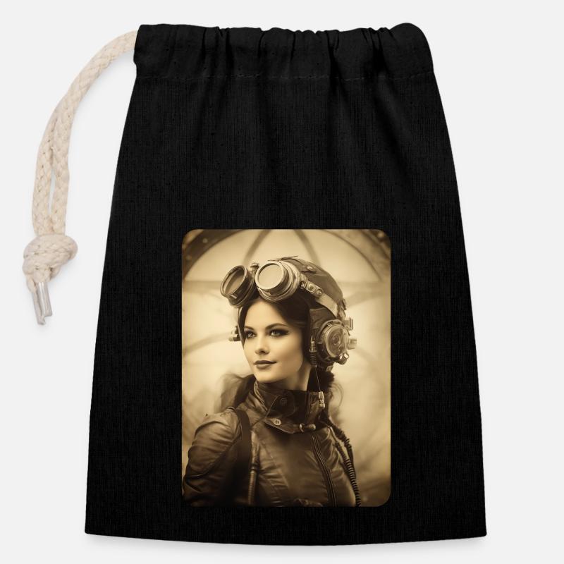 Prêt pour le décollage - Sac cadeau en coton avec cordon (14 x 20 cm) - noir