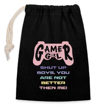 Gamer Girl Tais-toi Garçons - Sac cadeau en coton avec cordon (14 x 20 cm) - noir - Devant
