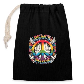 Paix Amour Fierté Arc-en-ciel Design - Sac cadeau en coton avec cordon (14 x 20 cm) - noir - Devant