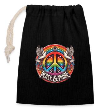 Paix LGBT et fierté arc en ciel Design - Sac cadeau en coton avec cordon (14 x 20 cm) - noir - Devant