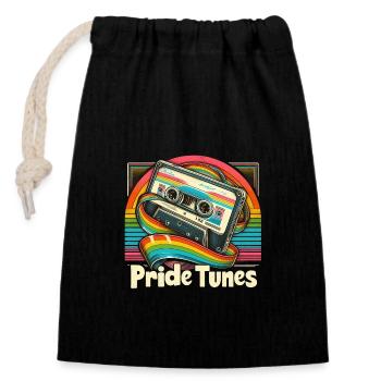 Pride Tunes Retro Cassette Design - Verschließbarer Geschenkbeutel aus Baumwolle (14x20cm) - Schwarz - Vorne