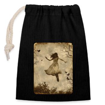 the floating girl - Closable cotton gift bag (14x20cm) - black - Front