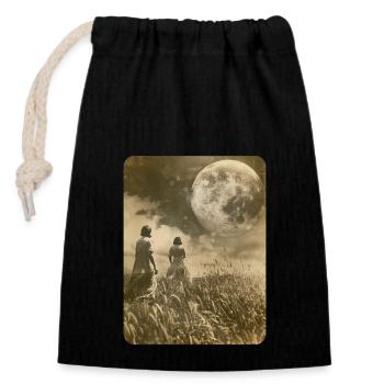 Suivez la Lune - Sac cadeau en coton avec cordon (14 x 20 cm) - noir - Devant