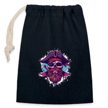 Crâne de pirate - Sac cadeau en coton avec cordon (14 x 20 cm) - bleu marine - Devant
