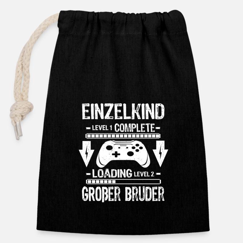 Einzelkind Complete - Loading Großer Bruder 2026 - Verschließbarer Geschenkbeutel aus Baumwolle (14x20cm) - Schwarz