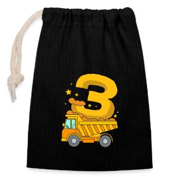 Children's birthday party construction site - Closable cotton gift bag (14x20cm) - black - Front