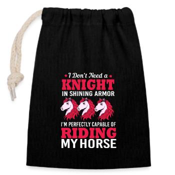 Show Jumping Show Jumping - Closable cotton gift bag (14x20cm) - black - Front