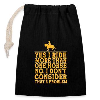 Show Jumping Show Jumping - Closable cotton gift bag (14x20cm) - black - Front