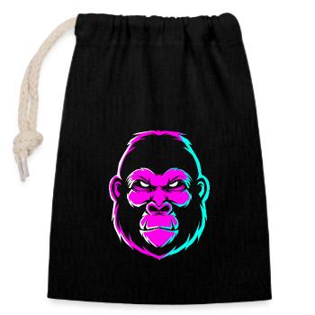 Gorilla - Verschließbarer Geschenkbeutel aus Baumwolle (14x20cm) - Schwarz - Vorne