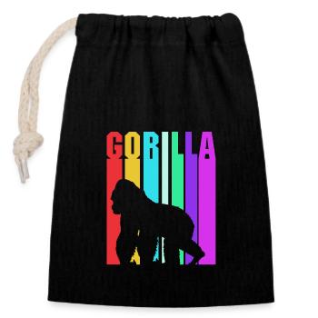 Gorilla - Verschließbarer Geschenkbeutel aus Baumwolle (14x20cm) - Schwarz - Vorne