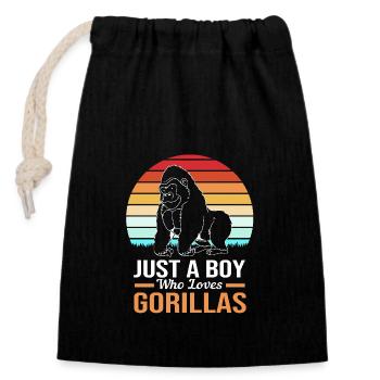 Gorilla - Verschließbarer Geschenkbeutel aus Baumwolle (14x20cm) - Schwarz - Vorne