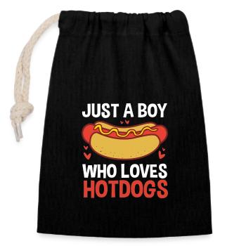 Hot Dog Snack - Closable cotton gift bag (14x20cm) - black - Front