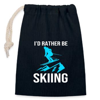 Ski Ski Holiday - Closable cotton gift bag (14x20cm) - navy - Front