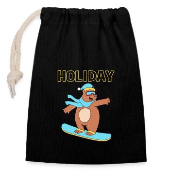 Snowboard Snowboarding Snowboardurlaub Snowboarder - Verschließbarer Geschenkbeutel aus Baumwolle (14x20cm) - Schwarz - Vorne