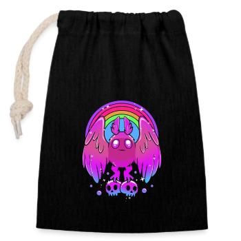 Papillon de nuit - Sac cadeau en coton avec cordon (14 x 20 cm) - noir - Devant