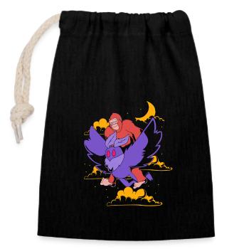 Papillon de nuit - Sac cadeau en coton avec cordon (14 x 20 cm) - noir - Devant
