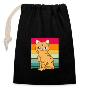 Tabby Cat - Closable cotton gift bag (14x20cm) - black - Front