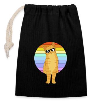 Tabby Cat - Closable cotton gift bag (14x20cm) - black - Front