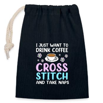 Cross Stitch - Closable cotton gift bag (14x20cm) - navy - Front