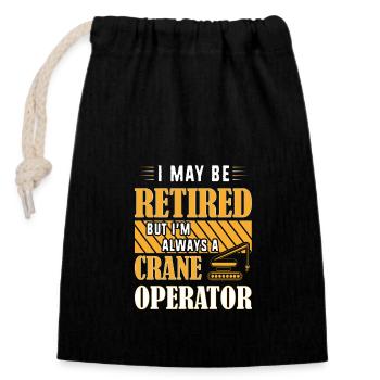 Crane operator crane - Closable cotton gift bag (14x20cm) - black - Front