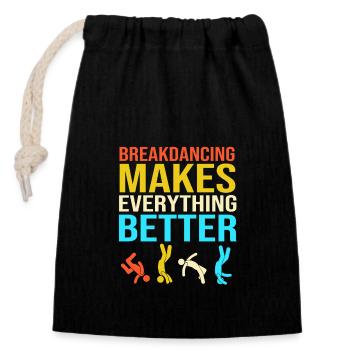 Breakdancing - Closable cotton gift bag (14x20cm) - black - Front