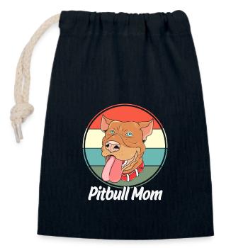 Pitbull - Sac cadeau en coton avec cordon (14 x 20 cm) - bleu marine - Devant