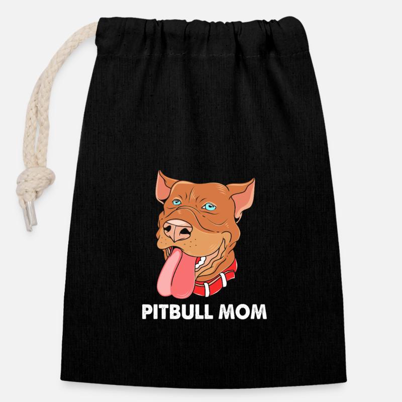 Pitbull - Verschließbarer Geschenkbeutel aus Baumwolle (14x20cm) - Schwarz