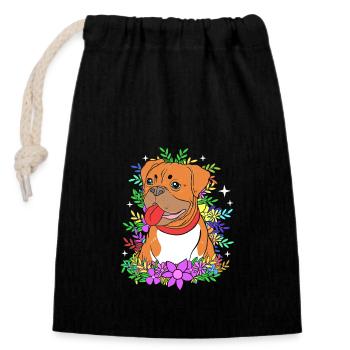 Boxer Dog - Closable cotton gift bag (14x20cm) - black - Front