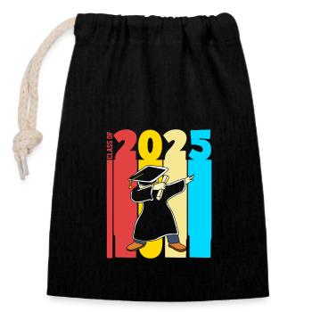Class of 2025 - Closable cotton gift bag (14x20cm) - black - Front