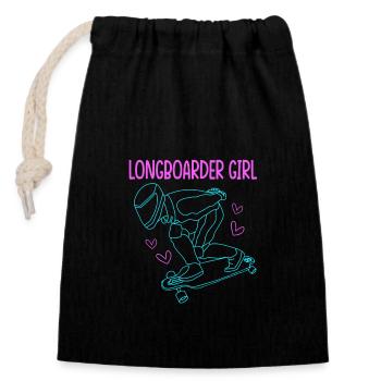 Longboard Longboarder Longboarding - Verschließbarer Geschenkbeutel aus Baumwolle (14x20cm) - Schwarz - Vorne