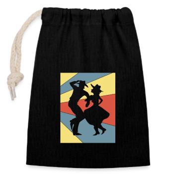 Square Dance - Closable cotton gift bag (14x20cm) - black - Front