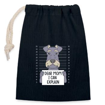 Miniature Schnauzer - Closable cotton gift bag (14x20cm) - navy - Front