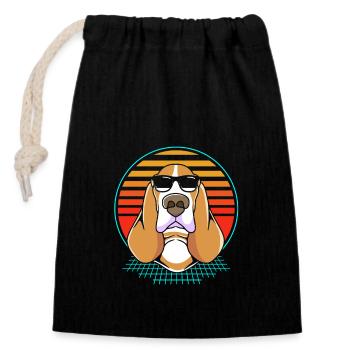 Basset Hound - Closable cotton gift bag (14x20cm) - black - Front